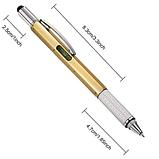 Мультитул-ручка 6 в 1 TOMTOSH [шариковая ручка-2 отвертки-стилус-уровень-линейка] (Золотой), фото 9