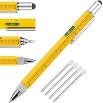 Мультитул-ручка 6 в 1 TOMTOSH [шариковая ручка-2 отвертки-стилус-уровень-линейка] (Желтый)