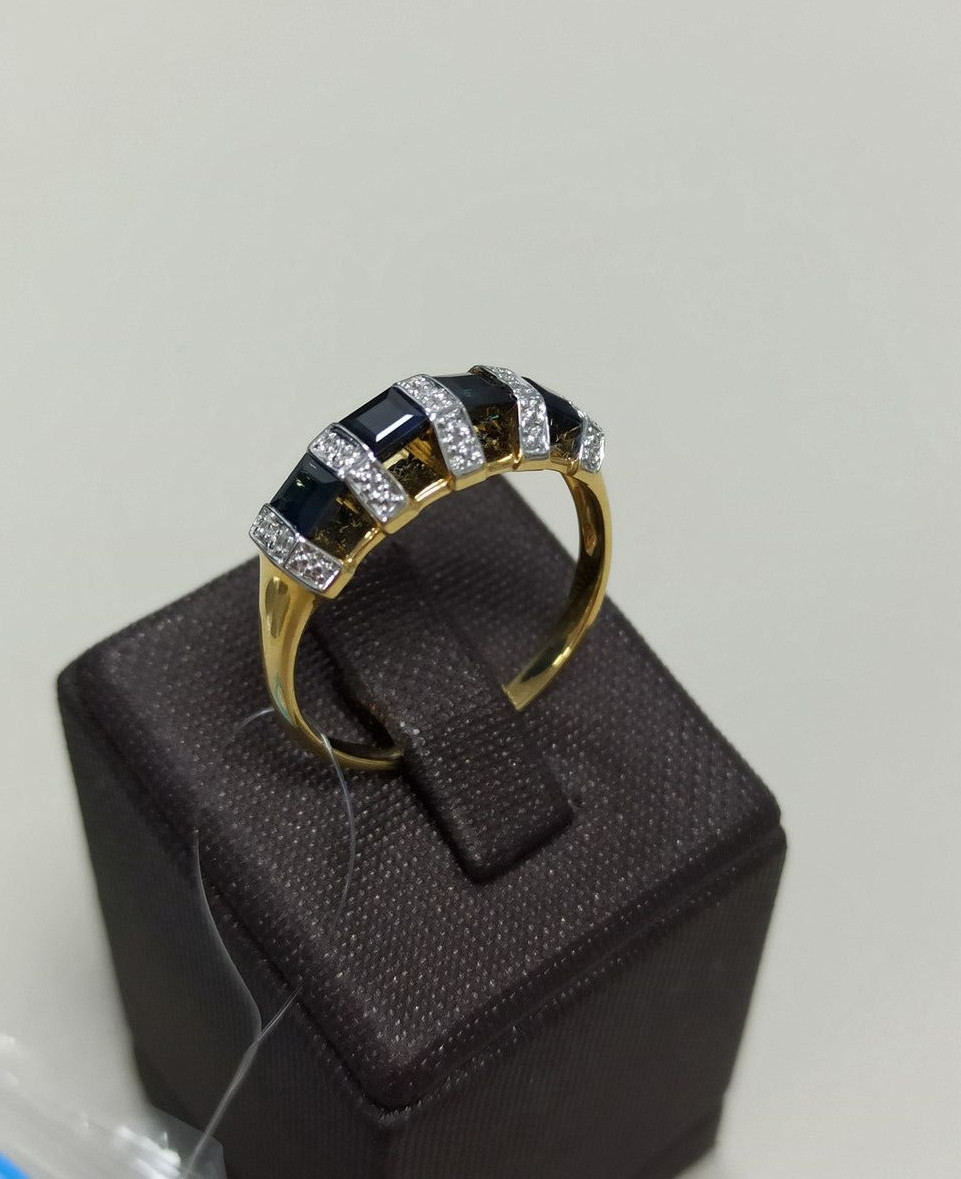 Кольцо с сапфиром и бриллиантами / 19 размер ( Шоурум ) - фото 1 - id-p92063225