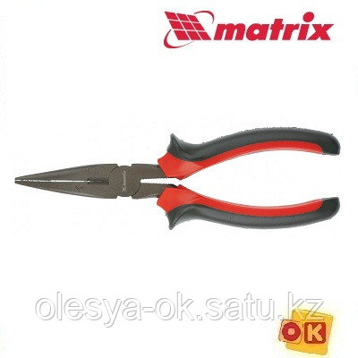 Длинногубцы прямые Black Nickel, 180 мм, двухкомпонентные рукоятки Matrix, фото 2