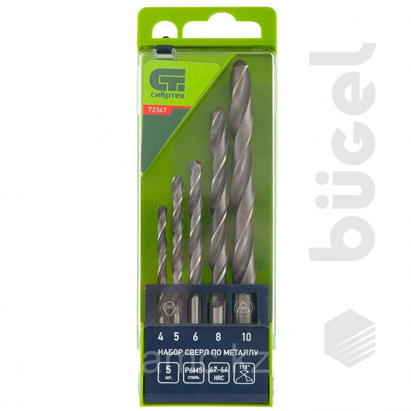 Набор сверл по металлу, 2-8 мм, 6 шт., P6M5, пластиковый кейс// СИБРТЕХ
