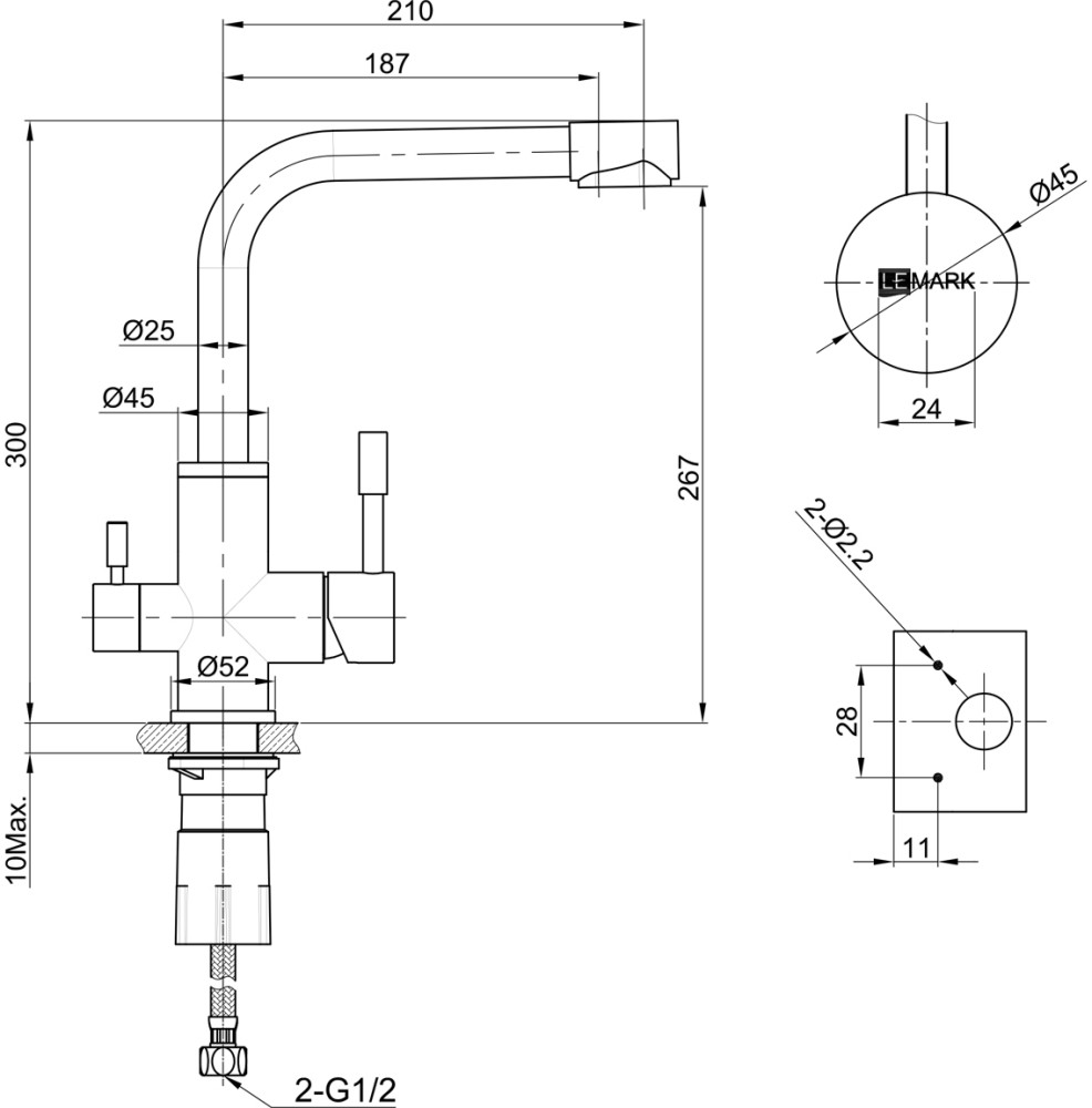 Смеситель Lemark Expert LM5061G для кухонной мойки - фото 2 - id-p92329947