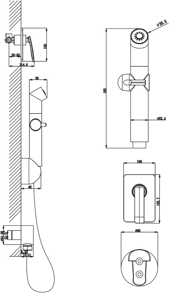 Гигиенический душ Lemark Bellario LM6819C со смесителем, с внутренней частью - фото 2 - id-p92351652