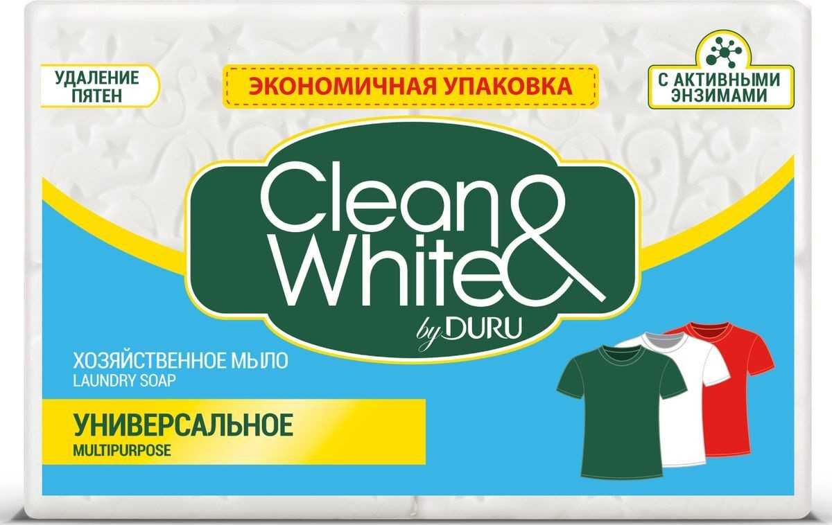 Мыло хозяйственное универсальное Duru Clean & White, 125 гр, 4 шт