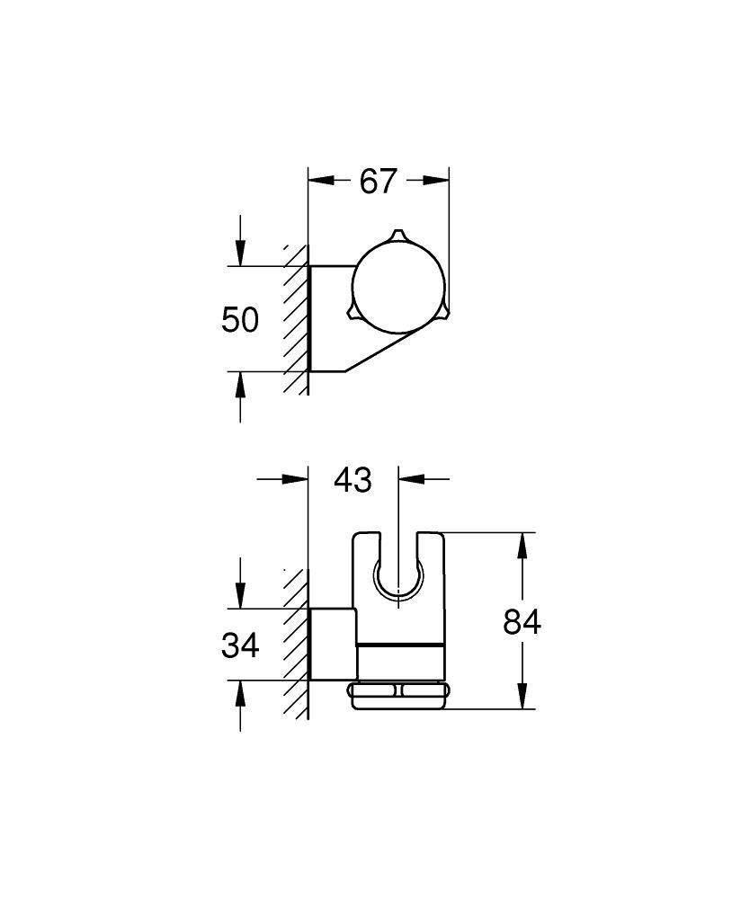 Держатель настенный для ручного душа GROHE Tempesta Classic, хром (27595000) - фото 2 - id-p92366822