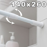 Карниз для ванной комнаты телескопический металлический 140х260 см белый