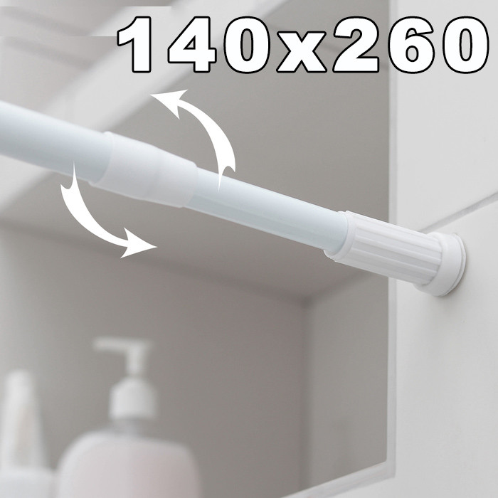 Карниз для ванной комнаты телескопический металлический 140х260 см белый, фото 1