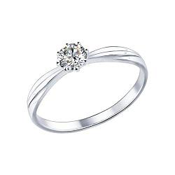 Помолвочное кольцо из серебра с фианитом SOKOLOV покрыто  родием 89010009 размеры - 16,5 17,5 18,5