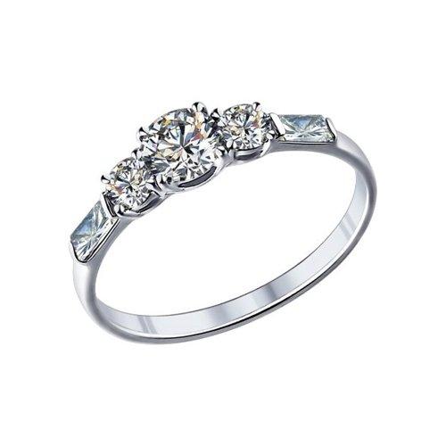 Кольцо SOKOLOV серебро с родием, фианит swarovski , дорожка 89010007 размеры - 16 16,5 17 17,5 18