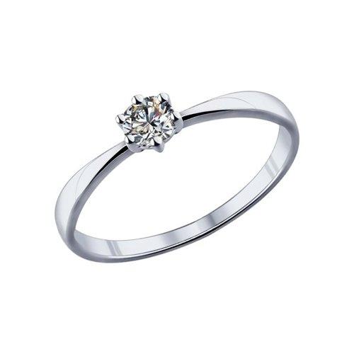 Кольцо SOKOLOV серебро с родием, фианит swarovski , "каратник" 89010020 размеры - 15,5 16 16,5 17 17,5 18 18,5