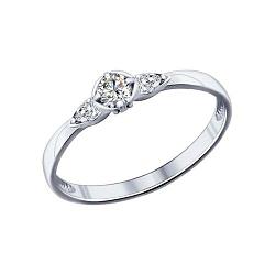 Помолвочное кольцо из серебра с фианитами SOKOLOV 89010027 покрыто  родием