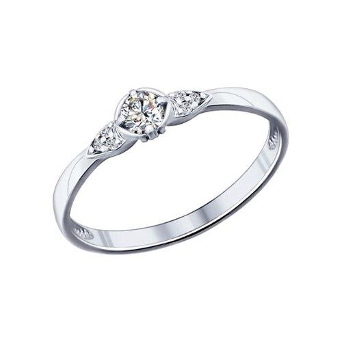 Помолвочное кольцо из серебра с фианитами SOKOLOV 89010027 покрыто родием - фото 1 - id-p51627370