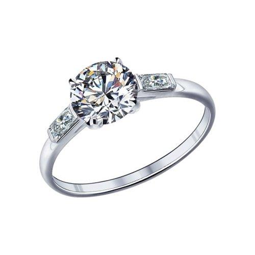 Помолвочное кольцо из серебра с фианитами SOKOLOV покрыто  родием 89010006 размеры - 17,5 18 18,5