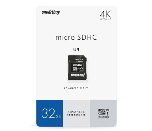 Карта памяти microSD SmartBuy Advanced 32 GB с адаптером Class 10 - фото 1 - id-p92367230