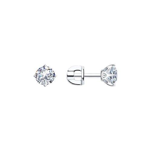 Серьги SOKOLOV серебро с родием, фианит swarovski , "каратник" 89020022