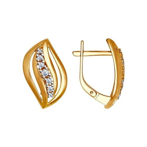 Серьги из серебра с фианитами SOKOLOV 93020701 позолота,с английским замком