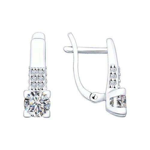 Серьги SOKOLOV серебро с родием, фианит swarovski , "каратник" 89020008