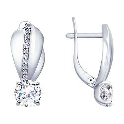 Серьги из серебра со Swarovski Zirconia  89020103 покрыто  родием,с английским замком коллекц. Родированное