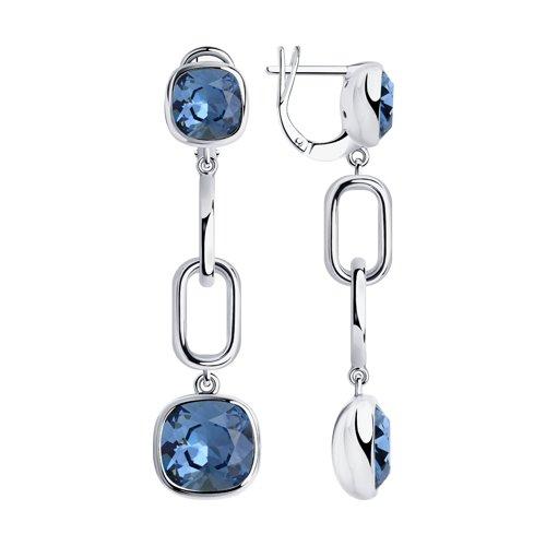 Серьги SOKOLOV серебро с родием, кристалл swarovski , с английским замком 94024169