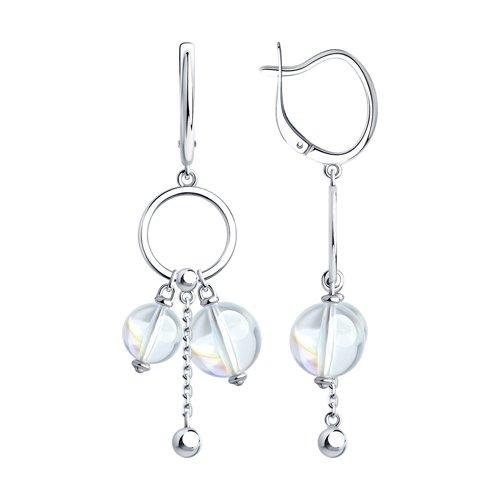 Серьги SOKOLOV серебро с родием, кристалл swarovski , с английским замком 94024154