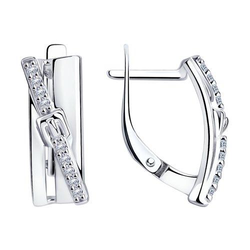 Серьги DIAMANT ( SOKOLOV ) серебро с родием, фианит , с английским замком 94-120-00802-1