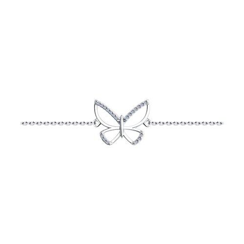 Браслет DIAMANT ( SOKOLOV ) серебро с родием, фианит , карабинный замок, фауна 94-150-00742-1 размеры - 17