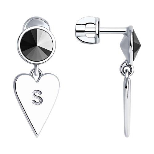 Серьги SOKOLOV серебро с родием, кристалл swarovski , 94024306