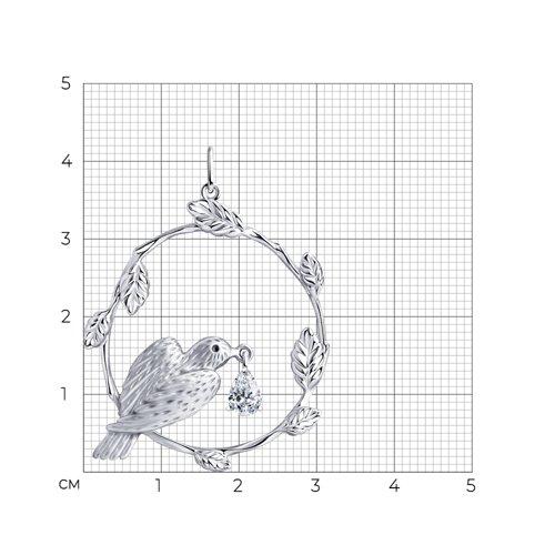 Подвеска из серебра с кристаллом SOKOLOV покрыто родием 94032596 - фото 2 - id-p82970364