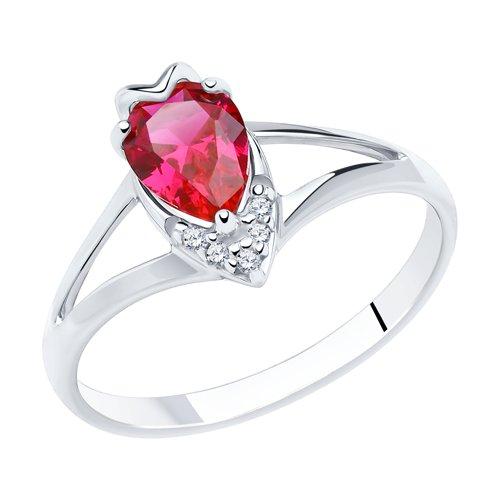 Кольцо DIAMANT ( SOKOLOV ) серебро с родием, корунд синт. фианит 94-310-00746-1 размеры - 17 17,5