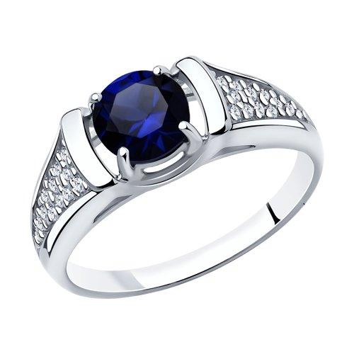 Кольцо DIAMANT ( SOKOLOV ) серебро с родием, корунд синт. фианит 94-310-00360-1 размеры - 16 17,5