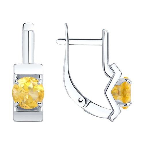 Серьги DIAMANT ( SOKOLOV ) серебро с родием, цитрин 94-320-00774-3