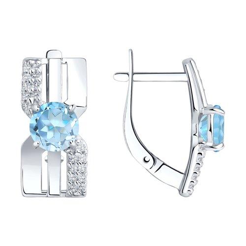 Серьги DIAMANT ( SOKOLOV ) серебро с родием, топаз фианит 94-320-00794-1