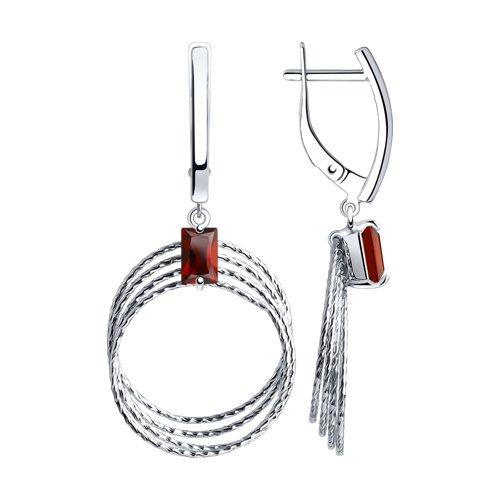 Серьги DIAMANT ( SOKOLOV ) серебро с родием, гранат 94-321-00815-2