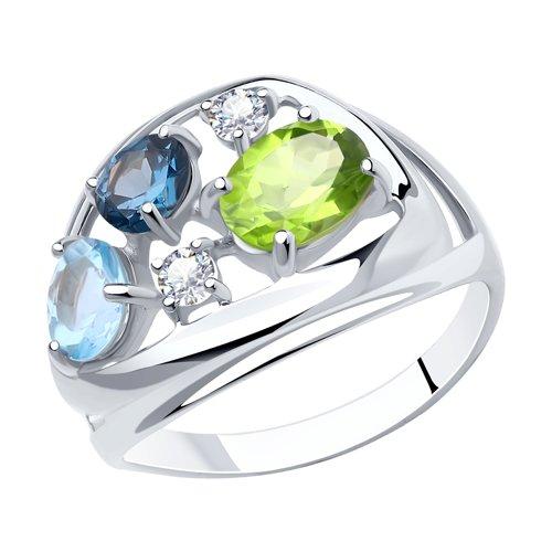 Кольцо DIAMANT ( SOKOLOV ) серебро с родием, хризолит топаз фианит 94-310-00660-1 размеры - 16,5