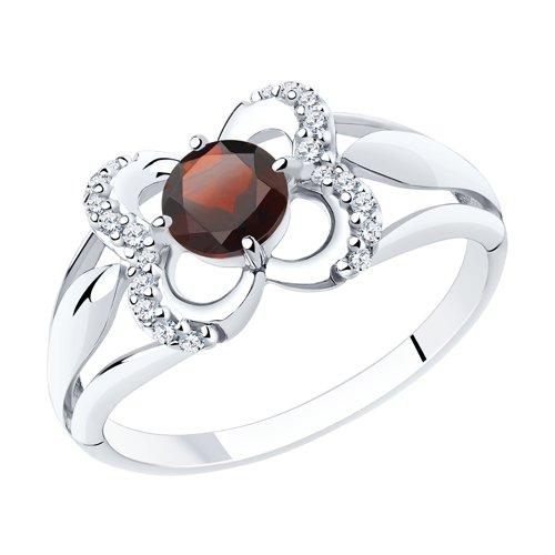Кольцо DIAMANT ( SOKOLOV ) серебро с родием, гранат фианит 94-310-00381-2 размеры - 16,5 17 17,5