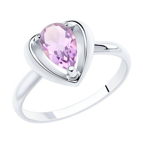 Кольцо DIAMANT ( SOKOLOV ) серебро с родием, аметист 94-310-00761-2 размеры - 16,5 18 19