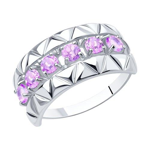 Кольцо DIAMANT ( SOKOLOV ) серебро с родием, аметист 94-310-00800-2 размеры - 17 17,5