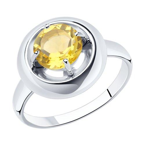 Кольцо из серебра с цитрином DIAMANT ( SOKOLOV ) 94-310-00782-3 покрыто родием - фото 1 - id-p82970997