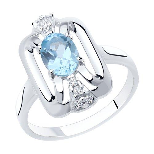 Кольцо DIAMANT ( SOKOLOV ) серебро с родием, топаз фианит 94-310-00688-1 размеры - 18 18,5