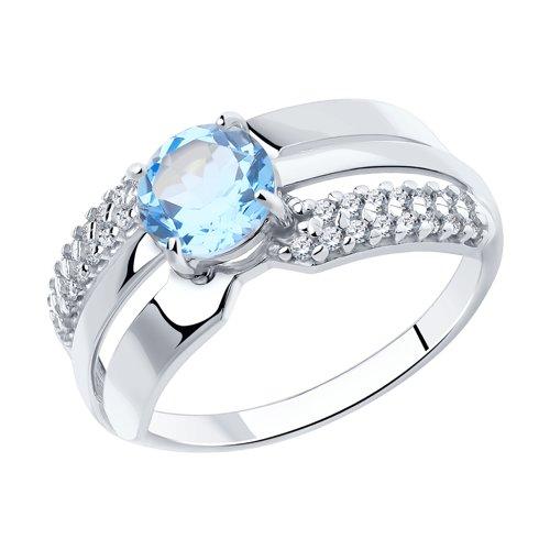 Кольцо DIAMANT ( SOKOLOV ) серебро с родием, топаз фианит 94-310-00794-1 размеры - 16,5 17 17,5 18