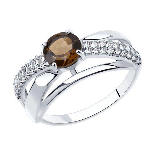 Кольцо DIAMANT ( SOKOLOV ) серебро с родием, раух-топаз фианит 94-310-00784-1 размеры - 16,5 17 18,5