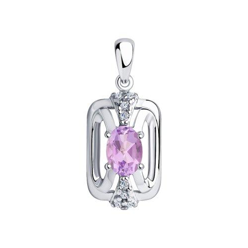 Подвеска DIAMANT ( SOKOLOV ) серебро с родием, аметист фианит 94-330-00688-2
