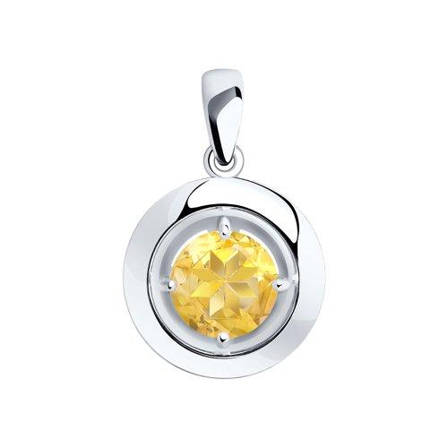 Подвеска из серебра с цитрином DIAMANT ( SOKOLOV ) 94-330-00782-3 покрыто родием