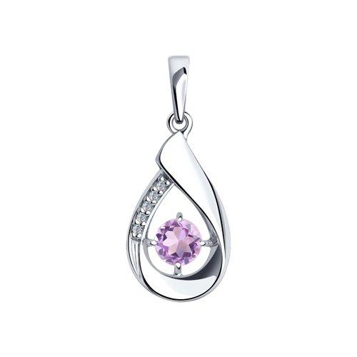 Подвеска DIAMANT ( SOKOLOV ) серебро с родием, аметист фианит 94-330-00695-3