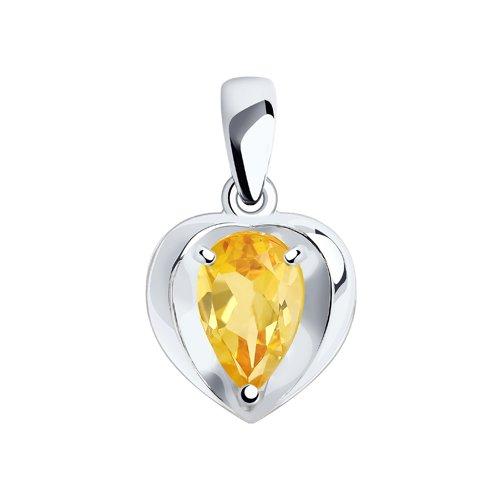 Подвеска из серебра с цитрином DIAMANT ( SOKOLOV ) 94-330-00761-3 покрыто родием