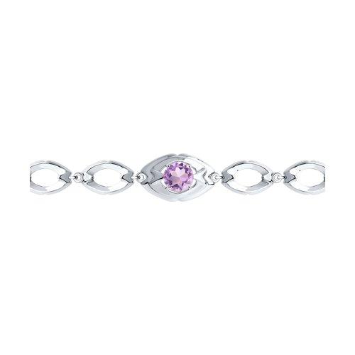 Браслет из серебра с аметистом DIAMANT ( SOKOLOV ) 94-350-00680-2 покрыто родием