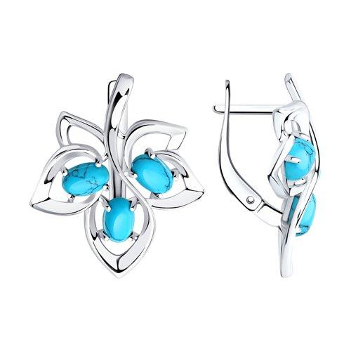 Серьги DIAMANT ( SOKOLOV ) серебро с родием, бирюза синт. 94-320-00865-1