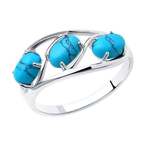Кольцо DIAMANT ( SOKOLOV ) серебро с родием, бирюза синт. 94-310-00842-1 размеры - 17