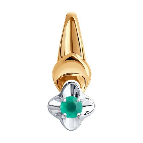 Подвеска DIAMANT ( SOKOLOV ) серебро с позолотой, агат зеленый, флора 93-330-00974-1