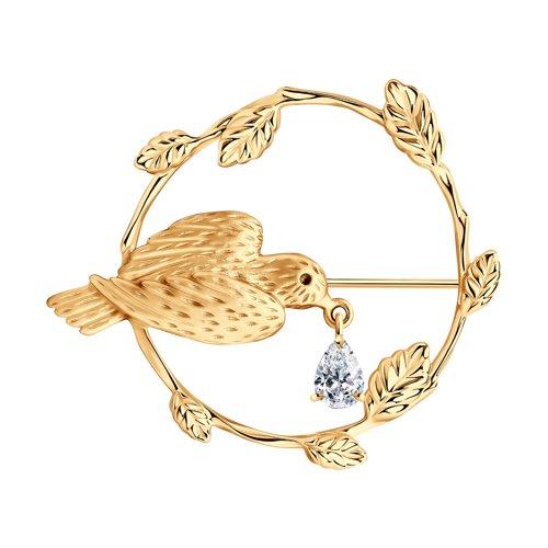 Брошь SOKOLOV серебро с позолотой, кристалл swarovski 93040028